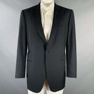 BRIONI Black Wool Tuxedo Peak Lapel Sport Coat